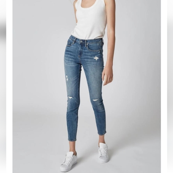NWT Blank NYC The Bond Mid Rise Destructed Distressed Skinny Jeans 32 - Picture 1 of 4
